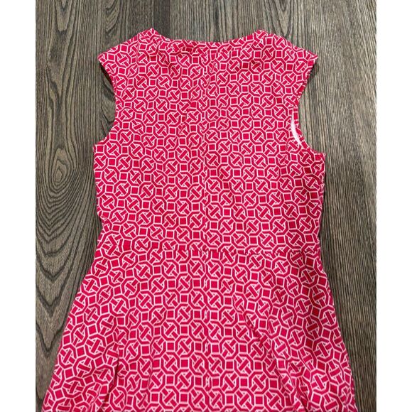 New York & Company Womens Fit Flare Dress Sleeveless Geometric Print Red Size M - Picture 9 of 11